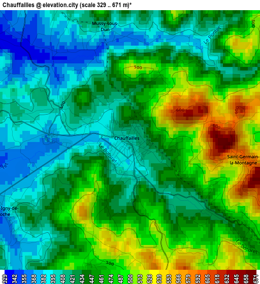 Chauffailles elevation map