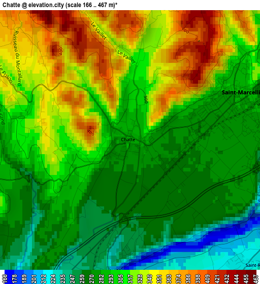 Chatte elevation map