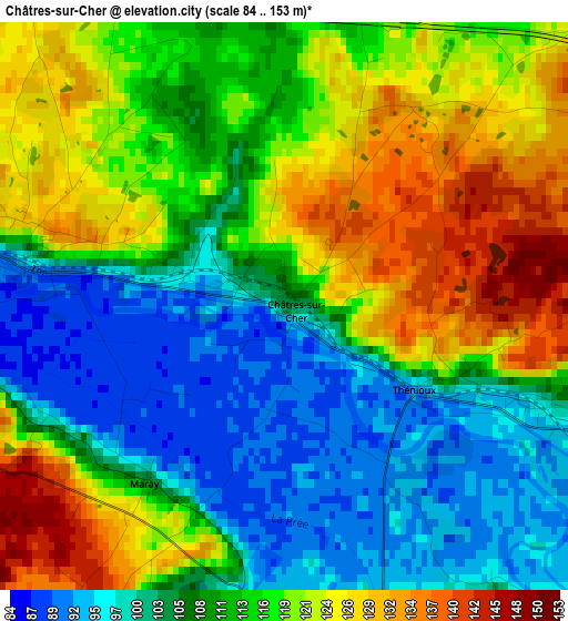 Châtres-sur-Cher elevation map