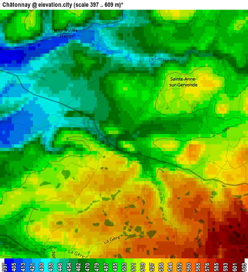 Châtonnay elevation map