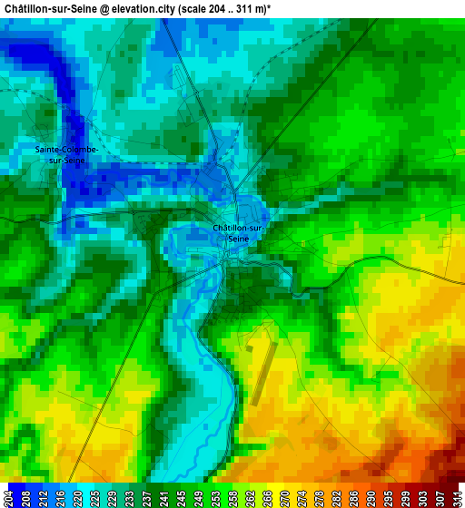 Châtillon-sur-Seine elevation map