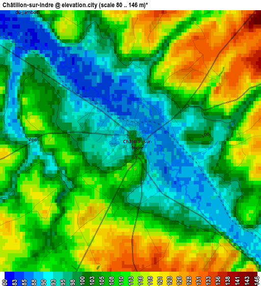 Châtillon-sur-Indre elevation map