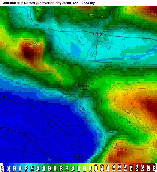 Châtillon-sur-Cluses elevation map