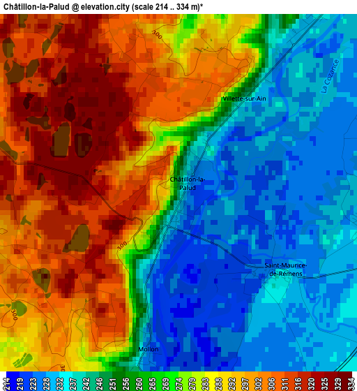 Châtillon-la-Palud elevation map