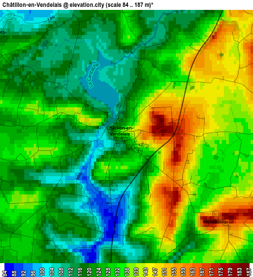 Châtillon-en-Vendelais elevation map