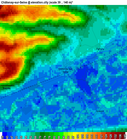 Châtenay-sur-Seine elevation map