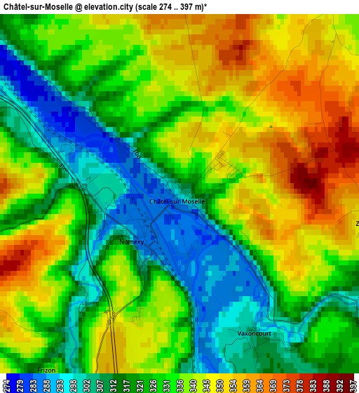 Châtel-sur-Moselle elevation map