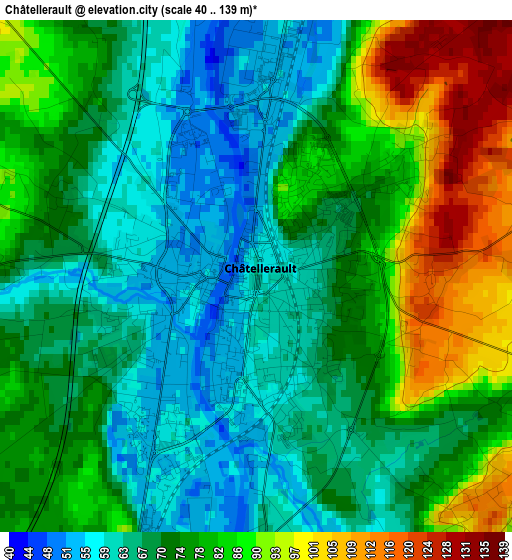 Châtellerault elevation map