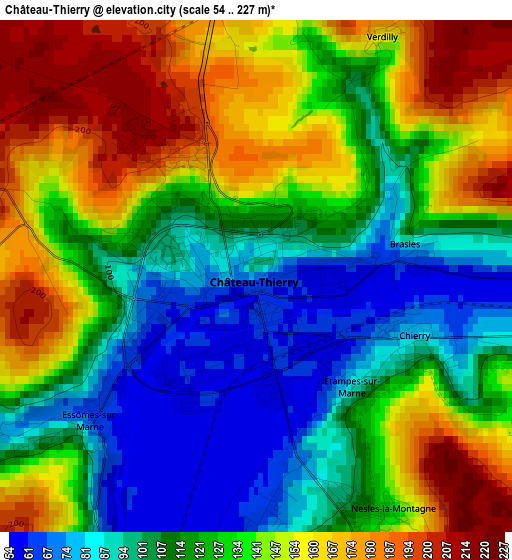 Château-Thierry elevation map