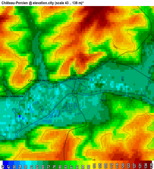 Château-Porcien elevation map