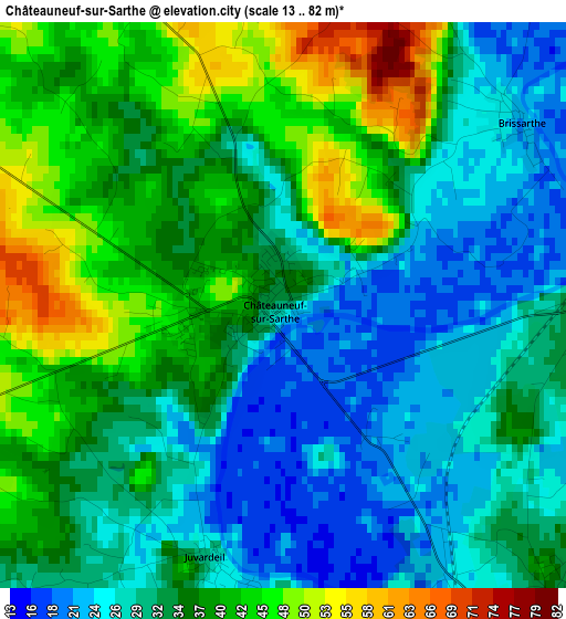 Châteauneuf-sur-Sarthe elevation map