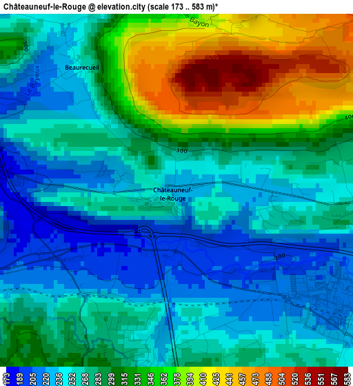 Châteauneuf-le-Rouge elevation map