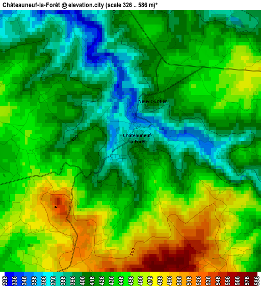 Châteauneuf-la-Forêt elevation map