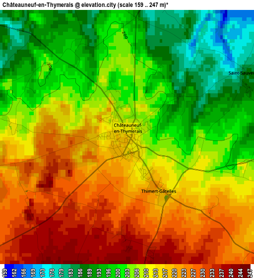 Châteauneuf-en-Thymerais elevation map