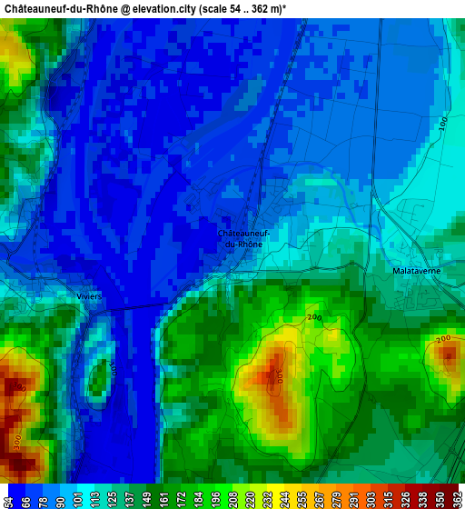 Châteauneuf-du-Rhône elevation map