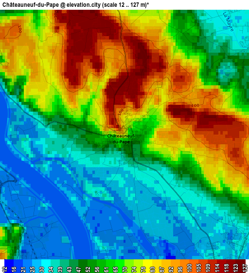 Châteauneuf-du-Pape elevation map