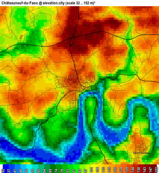 Châteauneuf-du-Faou elevation map