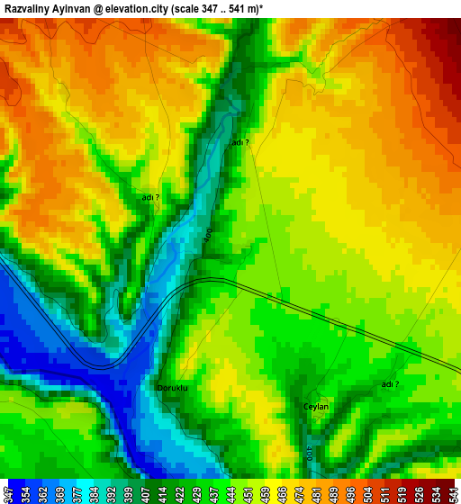 Razvaliny Ayinvan elevation map