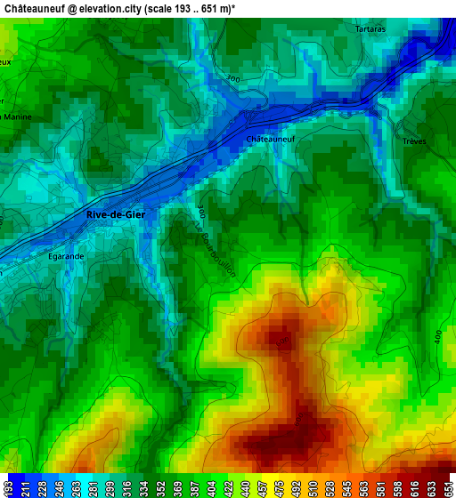 Châteauneuf elevation map