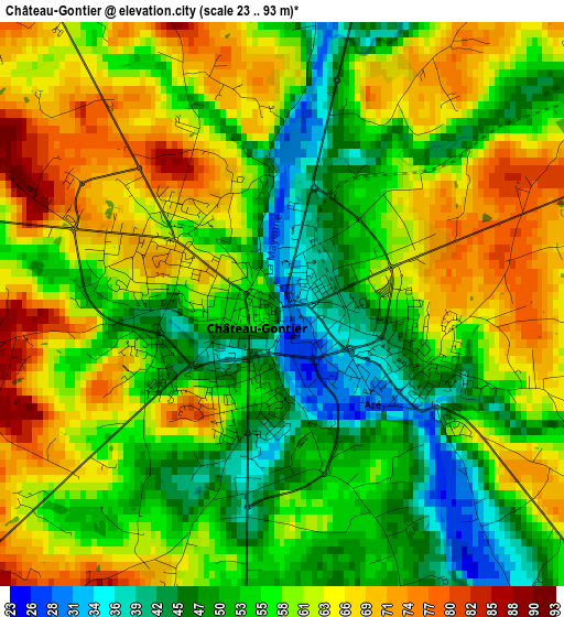 Château-Gontier elevation map