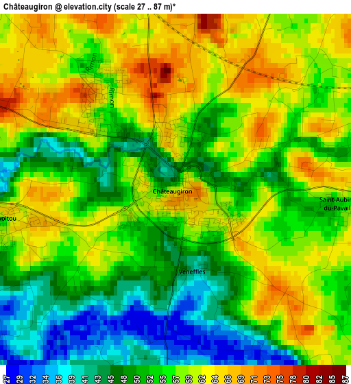 Châteaugiron elevation map