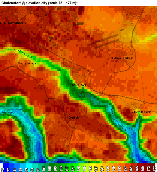 Châteaufort elevation map