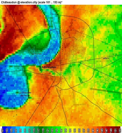 Châteaudun elevation map