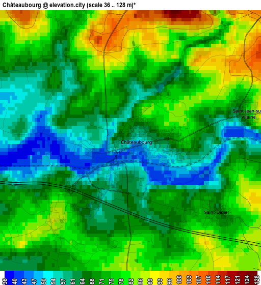 Châteaubourg elevation map