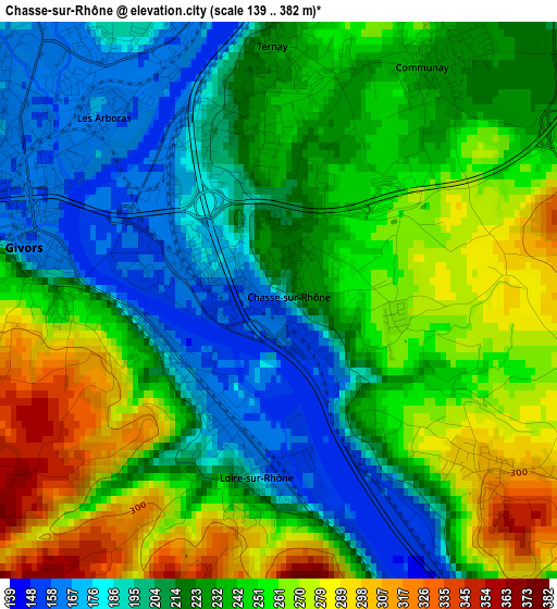 Chasse-sur-Rhône elevation map