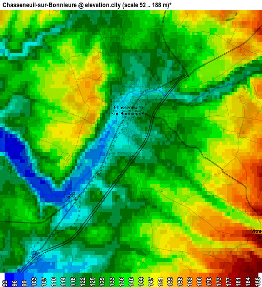 Chasseneuil-sur-Bonnieure elevation map