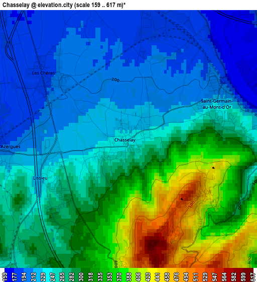 Chasselay elevation map