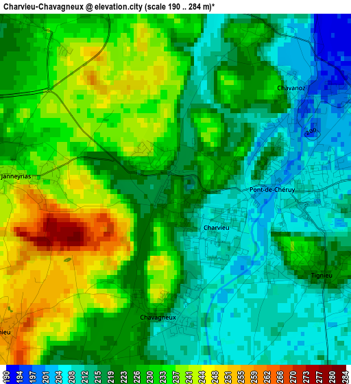 Charvieu-Chavagneux elevation map