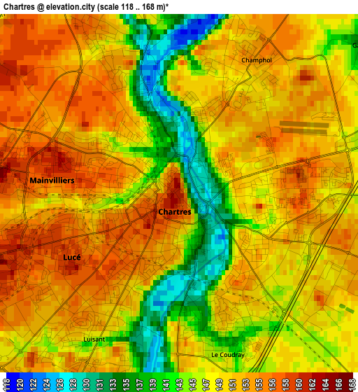 Chartres elevation map