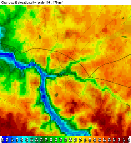 Charroux elevation map