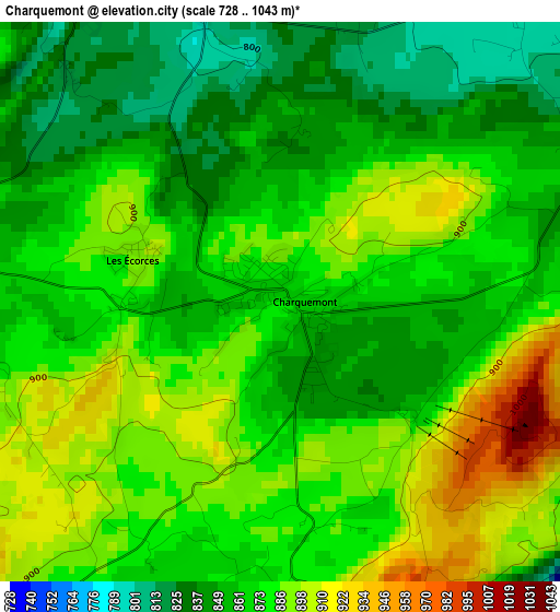 Charquemont elevation map