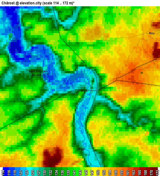 Chârost elevation map