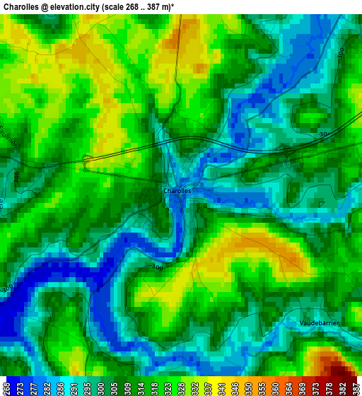 Charolles elevation map