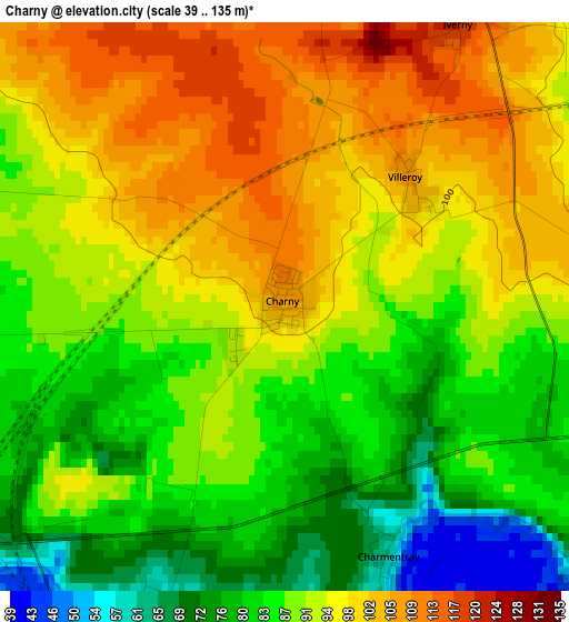 Charny elevation map