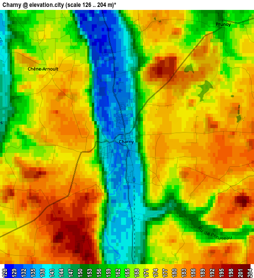 Charny elevation map