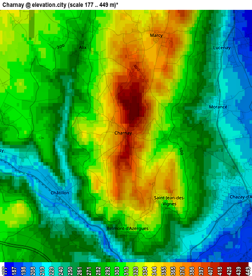 Charnay elevation map