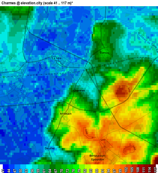 Charmes elevation map