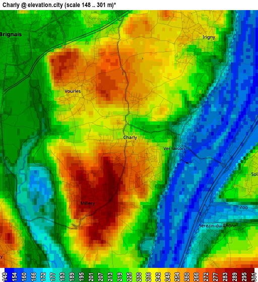 Charly elevation map