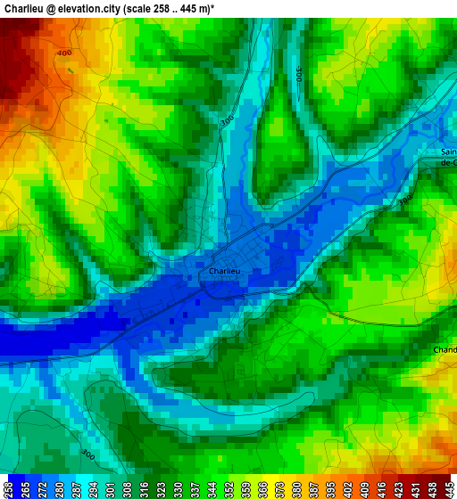 Charlieu elevation map