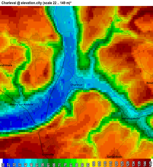 Charleval elevation map