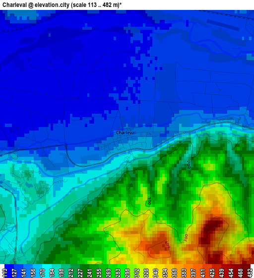 Charleval elevation map