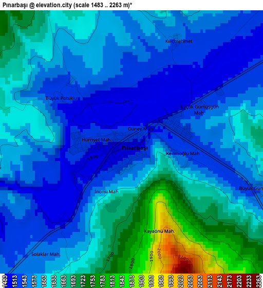 Pınarbaşı elevation map