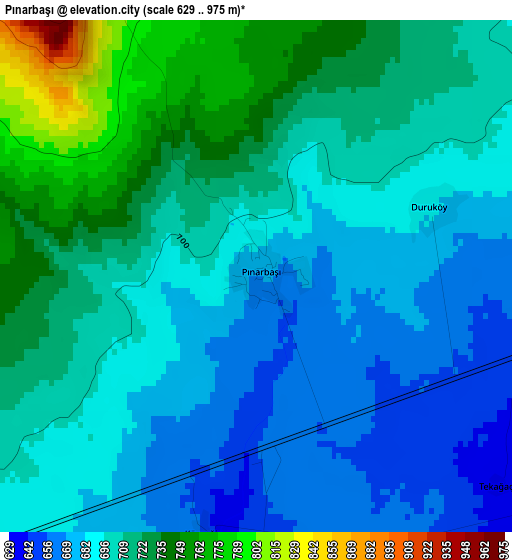 Pınarbaşı elevation map