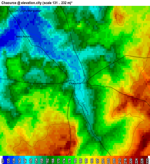 Chaource elevation map