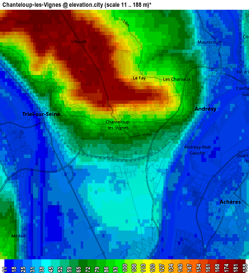 Chanteloup-les-Vignes elevation map