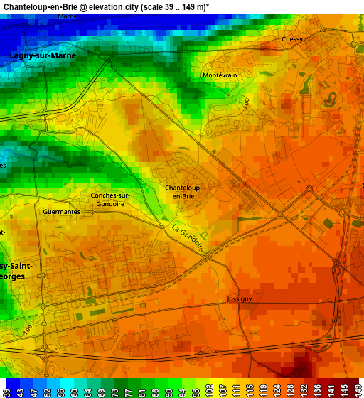 Chanteloup-en-Brie elevation map